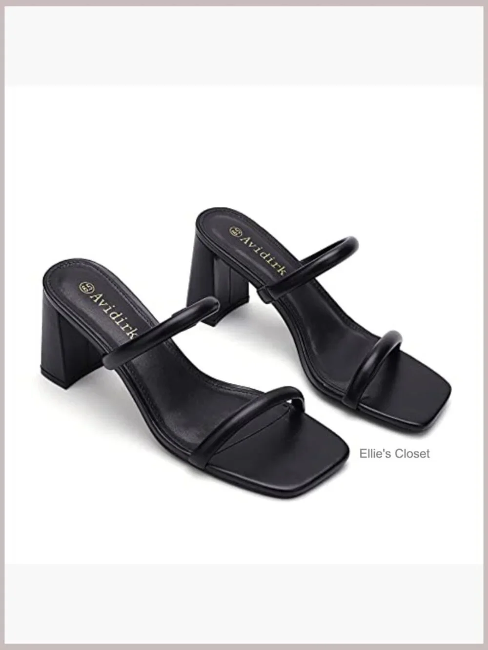 Square Open Toe Heeled Sandals Two Strap Mules Slip On Block Chunky Mid Heels